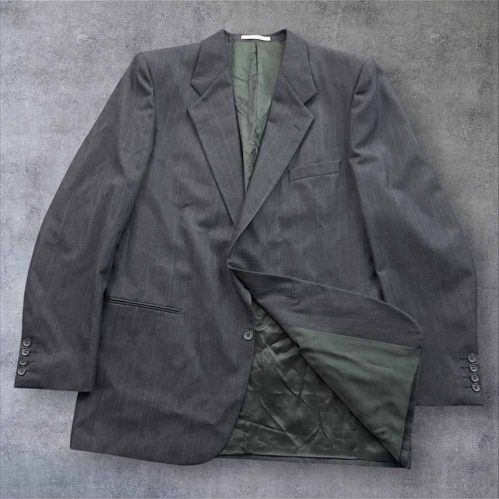 Yves Saint Laurent Blazer Mens 42R (est) Gray Pinstripe Two Button Vtg Jacket